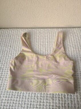 Fabletics Women's Lightweight Scoop Sports Bra Tank Pastel Pink & Yellow Size S